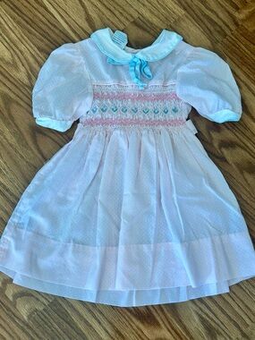 Vintage Polly Flinders Hand-Smocked Dress Toddler Girl Size 4T (c. 1988–1992)